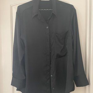 Abercrombie & Fitch Black Satin Oversized Long Sleeve